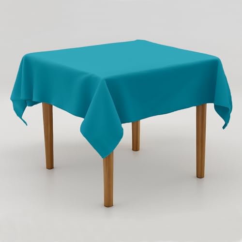 Hans-Textil-Shop Tischdecke Türkis 100×100 cm – Pflegeleichtes Uni Tischtuch Polyester, Einfarbig, Bügelfrei, Formstabil, Handgefertigte Tischwäsche Modern für Hotel, Restaurant & Zuhause