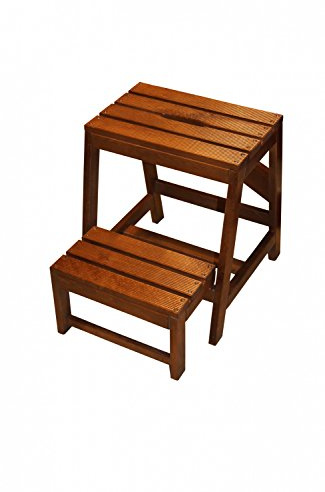 Marchepied pliable à deux marches en bois de hêtre