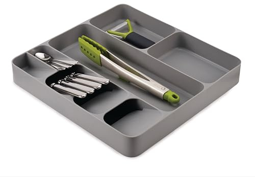 Joseph Joseph DrawerStore Cutlery, Kitchen Utensils and Cooking Utensil Gadget Accessories Organiser, in drawer storage - Grey