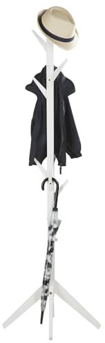 Homestyle4u 1850, Kleiderständer Holz Weiß Garderobenständer 10 Haken Höhe 180 cm Flur Garderobe