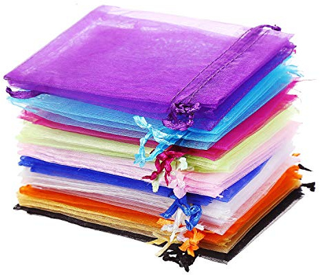 FINGOOO 60 pieces 9 by 12cm Organza Gift Bag Wedding Party Favor Bags Jewelry Drawstring Pouches Party Supplies