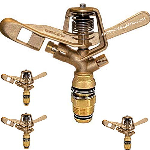 Suinga 4 x ASPERSOR agricola Laton Circular 360º. Alcance 13-18 MTS. Rosca Macho 3/4. Caudal 660 a 3270 l/h Duradero