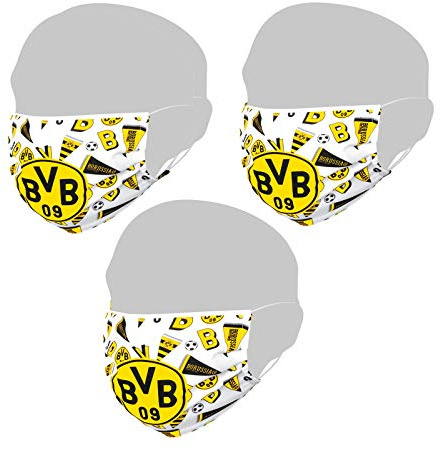 Borussia Dortmund BVB-Design-Maske weiß (3er-Pack)