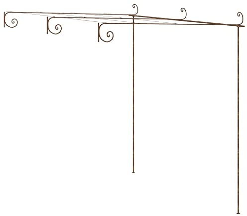vidaXL Garten-Pergola Laube Gartenpergola Anlehn Pergola Markise Terrassenüberdachung Überdachung Rankhilfe Schmiedeeisen Antik-Braun 3x3x2,5m Eisen