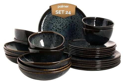 Palmer Geschirrset Eccentric Steingut 6-Personen 24-teilig Blau