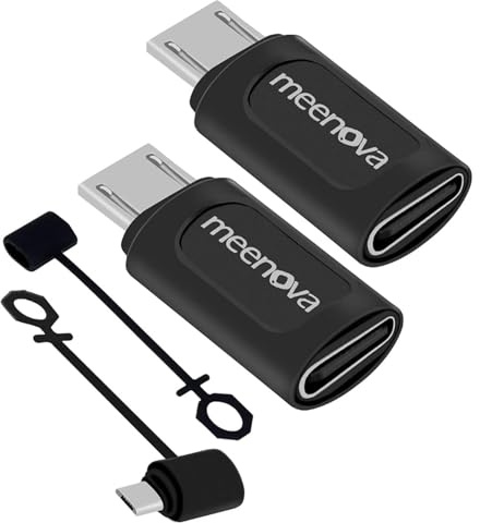 [2 Pack] USB-C Female to MicroUSB Male Charging Adapter,USB C to Micro Rubber Holder Silicone Case Compatible with Power Bank, Micro USB Device, Samsung S6 Edge, Note5, Nexus10, eMarker PD Cord