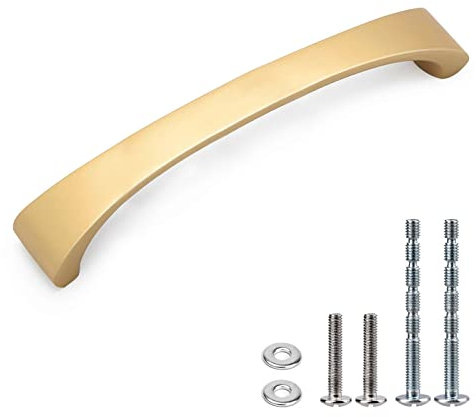 WEAVERBIRD Aluminiumlegierung Furniture Handles,4 Packs Arch Kitchen Handle Bar Handles Furniture Handle, Griffe, Schranktürgriffe, Küchengriffe Gold,Möbelbeschläge Drawer Griffe 128mm 5 Zoll