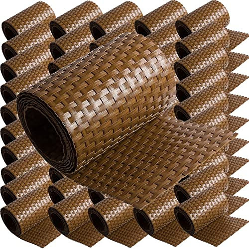 50 paneles de protección visual de polirratán para valla de doble varilla, 19 y 255 cm, color marrón claro