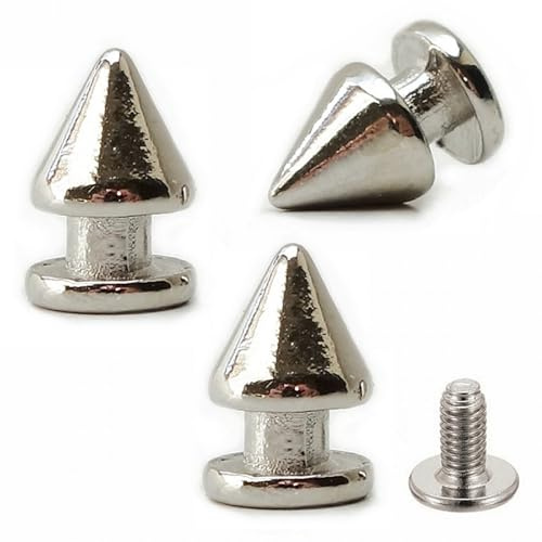 10 Stück Killernieten 12mm - Druckguss Schraubnieten Spitznieten Spikenieten Ziernieten Stachelnieten Nieten Farbe Silber, Style Punk Gothic Rock für DIY Leder Schmuck und Kleidung zum verzieren