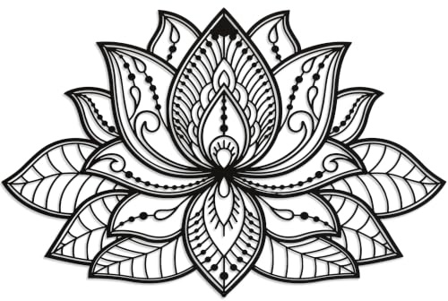 Colorfull Worlds 3D Mandala Metall Wanddekoration | Lotusblume Dekoration für Häuser | Schlafzimmer Metall Wandkunst | Büro Dekor | Wohnzimmer Dekor | Neujahrsgeschenk 66.8 cm x 43.2 cm | 67 x 43 cm,