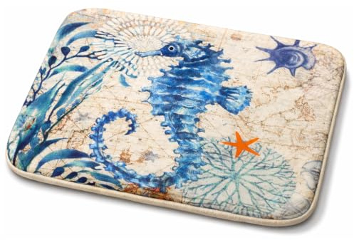 Adalex Global Sea Animals Bath Mat - 40x60cm Bathroom Mat Memory Foam- Non-Slip Cute Bath Mats for Toilet and Shower - Soft and Absorbent Bath Rug (Sea Horse)