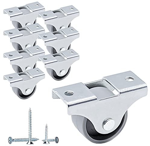 SKIR'CO (8 Stück) Kleine 25mm Möbelrollen Grau Kunststoffrollen Non-Swivel Bockrollen Einweg-Richtung Schrauben enthalten (8)