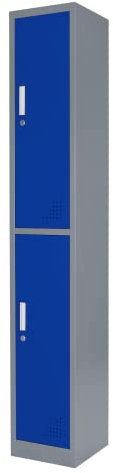 The Workplace Depot 2 Door Heavy Duty Metal Locker – Steel Construction, Grey-Blue Finish, 1800mm Tall – Ideal for Offices, Warehouses & Shared Workspaces (2 Door, Blue)