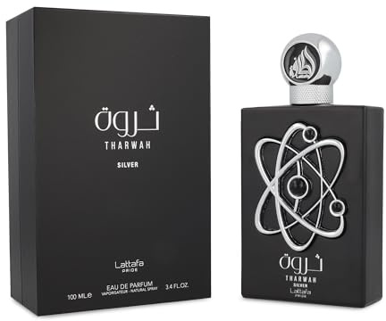 Tharwah Silver EDP-100 ml | Minze, Bergamotte, Muskatsalbei, Lavendel, Zedernholz, Moschus, Vetiver, Jasmin | von Lattafa Parfums