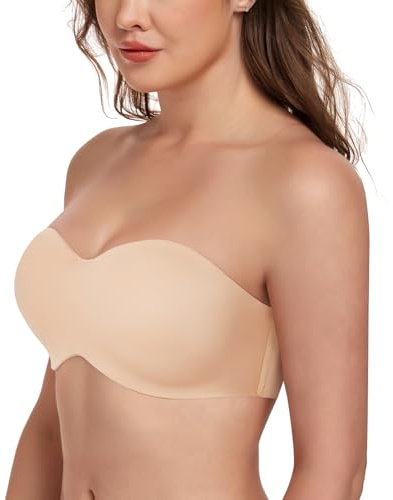 Lemorosy Soutien-Gorge Bandeau sans Bretelles Femme à Armature | Non rembourré Taille Plus T-Shirt Tissu lisse sans coutures, sans traces, silicone antidérapant idéal robes décolletées