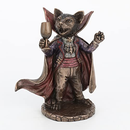 Veronese Design Vampirkatze, Weinverkostung, Kunstharz, Tierfigur, Bronze-Finish