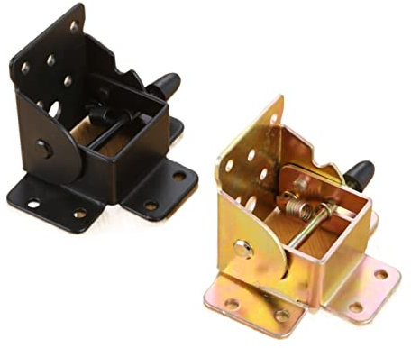 ELSAIL 4X Metallverriegelungshalterung for Stuhl, Klapptisch, Bein, Feder, Schrankscharnier, Tür, Möbel, Hardware mit Schrauben, kein Bohren, DIY-Materialien, Hardware-Zubehör (Size : Black)