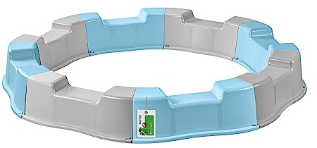 Bac à sable pour enfant - 160 x 22 cm - Bac à sable modulaire - 8 éléments - Bac à sable rond pour jardin extérieur - Plastique (gris/bleu)
