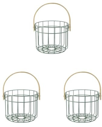 Eierkorb aus Metalldraht, zum Sammeln von Hühnereiern, Grün, Größe S, 3 Stück