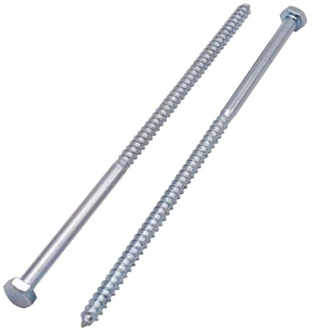 SKIR'CO (15 piezas) Tornillos para madera con cabeza hexagonal de acero galvanizado M6 x 160 mm, tirafondos DIN 571, tornillos hexagonales, tirafondos