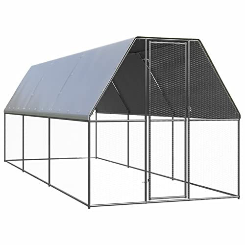 Gecheer Outdoor-Hühnerkäfig Hühnerstall Kleintierstall Hühnerstalls 2 x 6 x 2 m (B x T x H) für Hühner, Hennen, Enten und andere Kleintiere,Outdoor-Gehege Tür mit Schloss,Wasserbeständige Überdachung