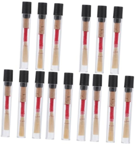 ibasenice 15stücke Teiliges Oboe Reeds Holzfarbe Mit Aufbewahrungsboxen Professionelle Oboe Zubehörteile Langlebige Und Praktische Rohre Installieren