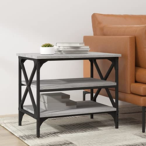 LAPOOH Beistelltisch, Kleiner Tisch, Sofatisch, Side Table, Laptop Tisch, Pflanzenhocker, Druckertisch, Telefontisch, Sofa Table, Tabletttisch, Grau Sonoma 55x38x45 cm Holzwerkstoff
