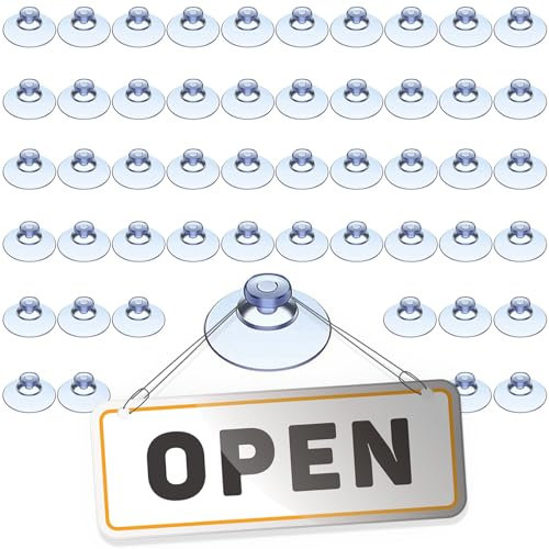 BUKEQILA Saugnapf Haken Saugnapfhalter für Glas - 2CM Saugnapf 50 Stück Saugnäpfe für Fensterdekoration, Gummisaugnapfknöpfe für Glasplatten, Vielseitige Saugnapfbefestigung für DIY