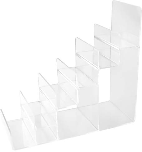 ZJIVQO Acrylic Card Display Multipurpose Merchandiser 6 Tier Shelf Acrylic Purse Display Stand Handbag Clear Display Stand Sunglasses Stand for Toys Cupcake Food Desserts Collection