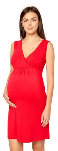 Merry Style Camisón premamá de Mujer para Dormir de Viscosa Combinación Interior para Mujeres Camisón Ligero Maternidad Transpirable y Amigable con la Piel MS10-467 (Rojo, S)