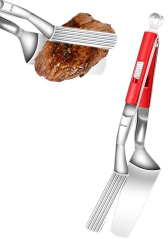 Pinze per cucinare bistecche, combinazione di pinne e spatola per pinzette