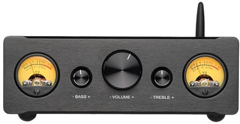 Amplificador Estéreo Bluetooth, Amplificador De Componentes De Audio De 2.1 Canales, Receptor De Medidor VU Vintage, con Control De Tono De Graves Y Agudos, para Altavoces Pasivos HiFi