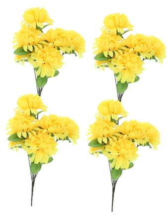 GETAJGHSD Künstliche Chrysanthemen Grabstrauß Gelb Realistische Friedhofsblumen Langlebig Dekorativ Für Gedenkstätte Und Erinnerungszeremonie