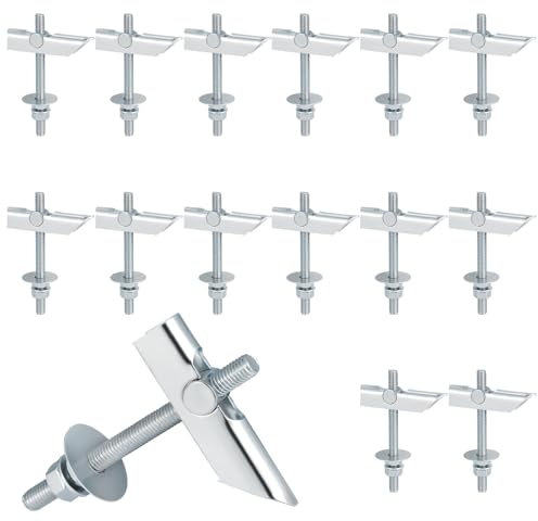 Fentar 15 Pezzi Tasselli Basculante per Cartongesso, Acciaio al Carbonio M6 x 100mm Tasselli Inclinabili, Kit di Tasselli per Cartongesso per Pareti Vuote, Fibra di Legno e Pareti a Cavità
