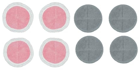 H.Koenig LST7 Kit accessoire 8 tampons de Nettoyage de Rechange en Microfibre Ronde 22,5 cm, pour serpillière électrique LST70