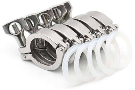 EJPPDHCO 0.5 1.5 2 3 4 50.5mm25.4mm34mm64mm91mm119mm Stainless Steel Sanitary Tri Clamp Clover For Ferrule Homebrew Pipe Fittings(5 pcs,3inch x k91)