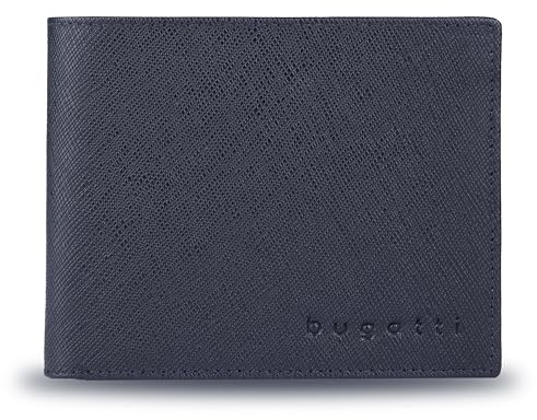 bugatti Lima Geldbörse aus Leder Saffiano-Art, Portemonnaie mit RFID-Schutz, schwarz