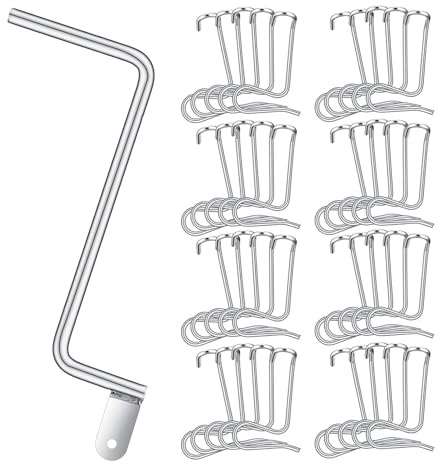 Tekiaviai 31 Pieces Fence Wire Tightener Tool with 1 Tighteners Handle Fence Wire Tensioner Steel Fence Stretcher Tool Silver Stainless Steel Fence Wire Tightener Tool