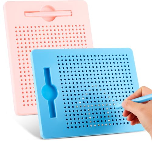 Faccito 2 Stück Magnetische Zeichenbretter Magnettafel Kinder Magnetisches Stahlkugel Zeichentafel mit Stift Magnetspiel Magnet Spielzeug Reisebeschäftigung für Kinder Ab 3 Jahre(Rosa, Hellblau)