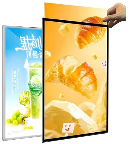 LED-Plakatrahmen, LED-Leuchtkasten (A4–A1–80 × 120 Cm) – Mehrere Größen, Ultradünnes Gehärtetes Glas, Beleuchtete Menütafel,60×80cm,Silver