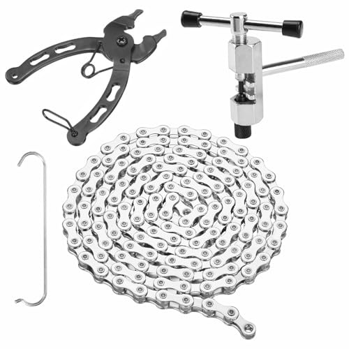 Tkxjry Catena per bicicletta da 6/7/8 velocità,Catena Bicicletta da 1/2 X 3/32 Pollici a 116 Maglie,Catena per Bici con Smagliacatena,Catene per Mountain Bike,con Pinza per Catene,Per Bici da Corsa
