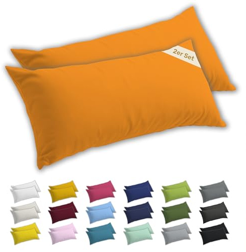 Lavea® 2er Set Seitenschläferkissen-Bezug 40x145 - Abendrot | 100% Baumwolle Jersey – Weiche Kissenhülle & Kopfkissenbezüge, OEKO-TEX® Standard