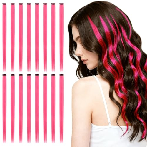AOOSA 16 Piezas Extensiones de Clip Pelo, 55 cm Extensiones Colores Mujer