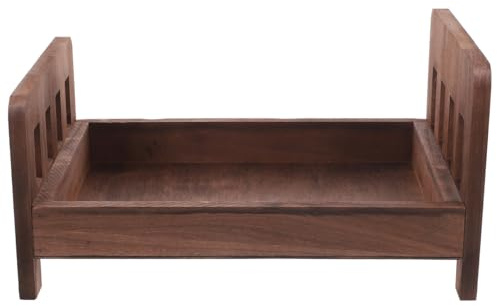 DOITOOL Photography Props Wooden Newborn Mini Bed Photography Prop Brown Sturdy Furniture for Studio Photoshoot