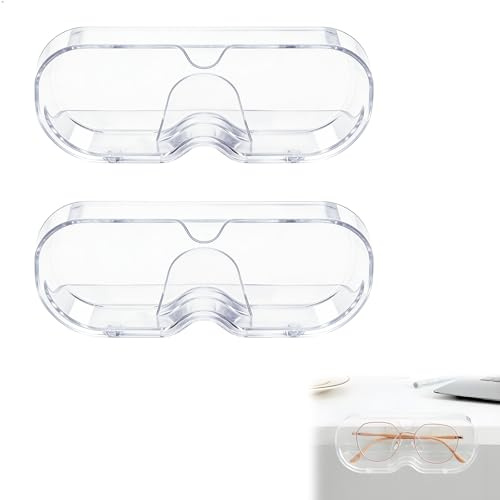 letuxaamz Glasögonställ, glasögonhållare vägg, glasögonförvaring transparent akrylglasögonhållare, väggmontering utan borrning med dammskydd för badrum, sovrum, nattduksbord, set om 2