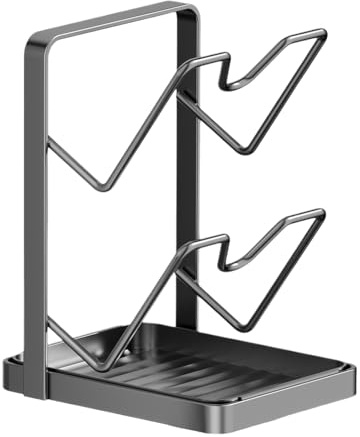 Support De Couvercle De Casserole – Organisateur De Couvercle De Casserole À 2 Couches, Couvercles Multifonctionnels Et Support De Repose-cuillère Avec Bac D'égouttage, Accessoires De Cuisine