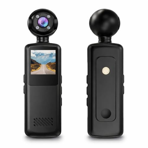 Gugxiom Mini Caméra d'action, Mini Caméra Corporelle avec Objectif Rotatif à 180° et Vision Nocturne, Portable 1080P pour Le Cyclisme, Les Sports de Plein Air et Les Forces de