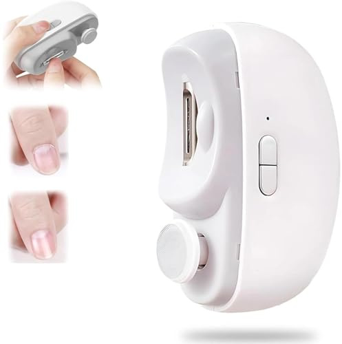 Aoisyesbig Elektrischer Nagelknipser 2026 2-in-1: Sicher und Präzise für Hände & Füße, Automatischer Nageltrimmer mit LED-Licht und Polierfunktion, Elektrische Nagelfeile (Weiß)