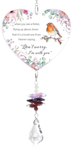 Robin Gifts For Women, Crystal Suncatcher, Memorial Gift, Robin Ornaments, Remembrance Gifts, Robins Appear When Loved Ones Are Near, With Poem Grave Decorations In Memoriam
