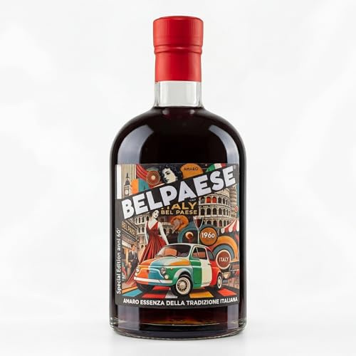 Amaro Belpaese 50 cl – Amaro Italiano alle Erbe 28% vol con Bergamotto e Liquirizia – Liquore Digestivo Premium – Etichetta Artistica da Collezione – Idea Regalo Made in Italy